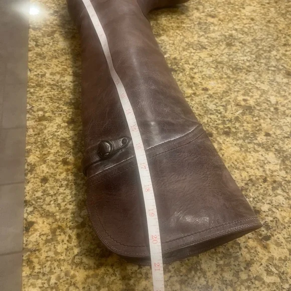 Frye Jane over the knee or cuffed leather boots brown size 8 Made in Mexico - Picture 10 of 14